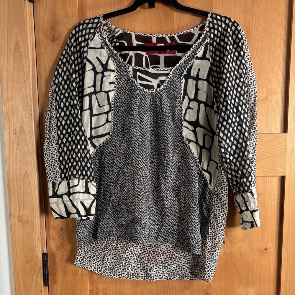 Burning Torch Black and Cream Blouse